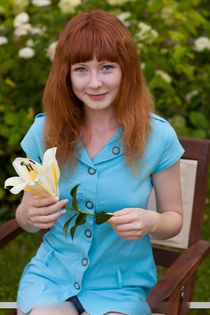 Lovely redhead babe Rochelle A shows off her hairy ginger cunt