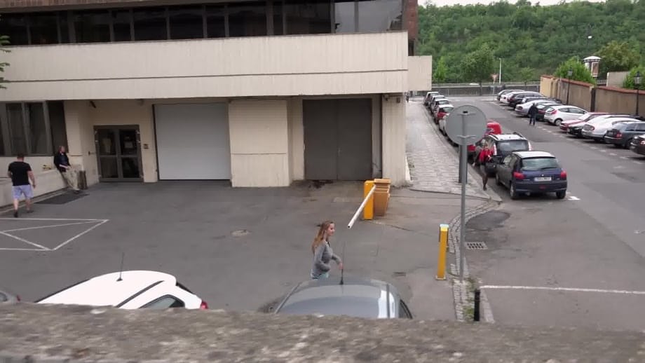 Blonde teen Suzzie baring her pussy lips and sexy ass and pissing in public