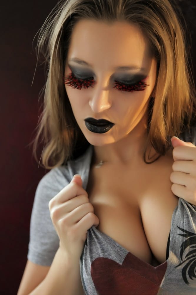 Wild vampire Dani Daniels goes topless and reveals her wonderful boobs