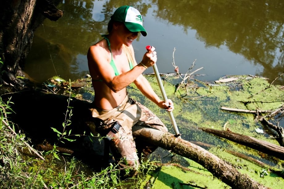 Non nude amateur Meet Madden slipping off hip waders while fishing