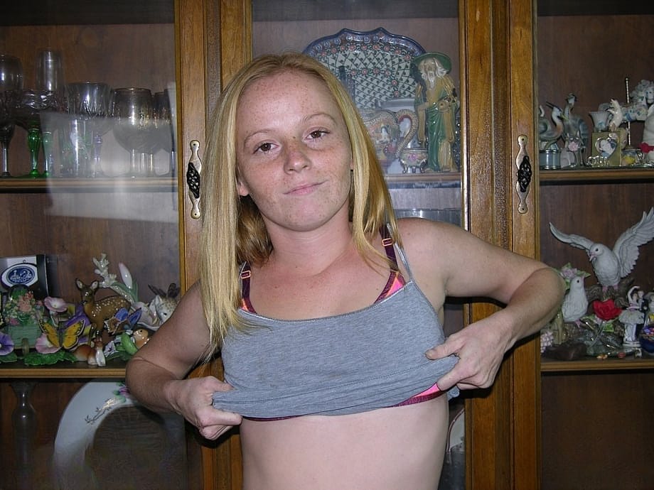 Teen amateur Alyssa Hart wears nothing more than the freckles on her face