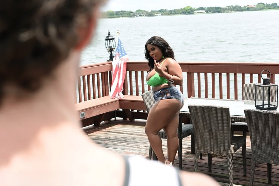 Obese black chick Ms Yummy seduces a white dude with her big booty