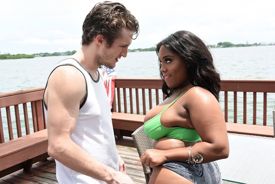 Obese black chick Ms Yummy seduces a white dude with her big booty