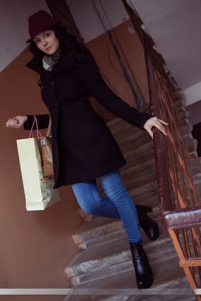 Teen fashion model Anatali strips to hooker socks to display naked beauty