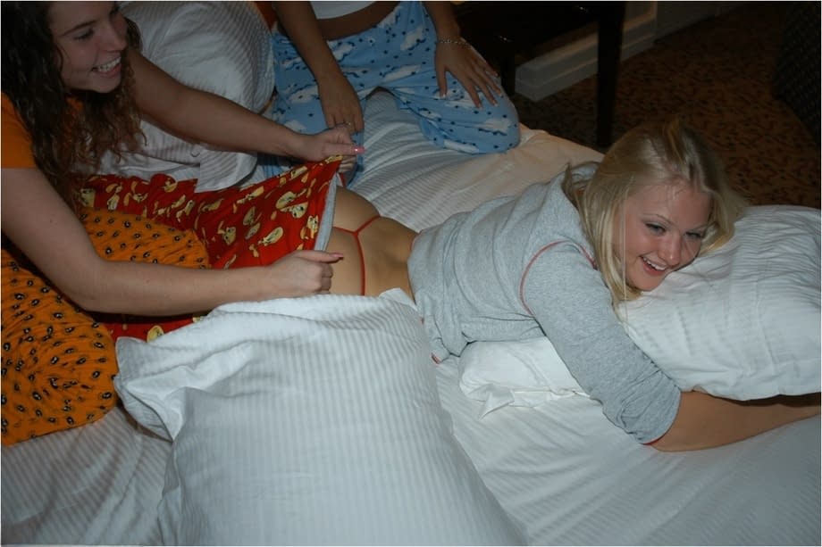 Three 18 year old girls show off their tight butts in thong underwear