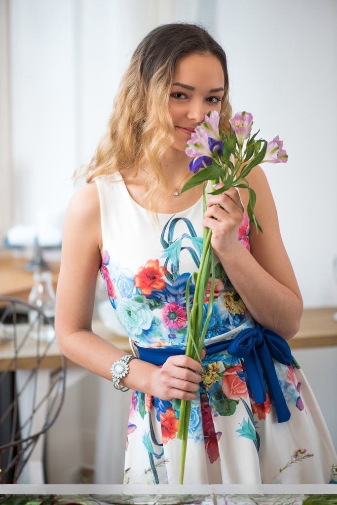 Cute teen girl from Latvia strips naked after a day of picking flowers