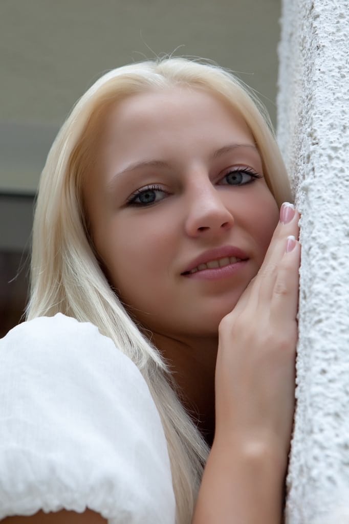 Innocent blonde teen from Estonia frees her girl parts from her white dress