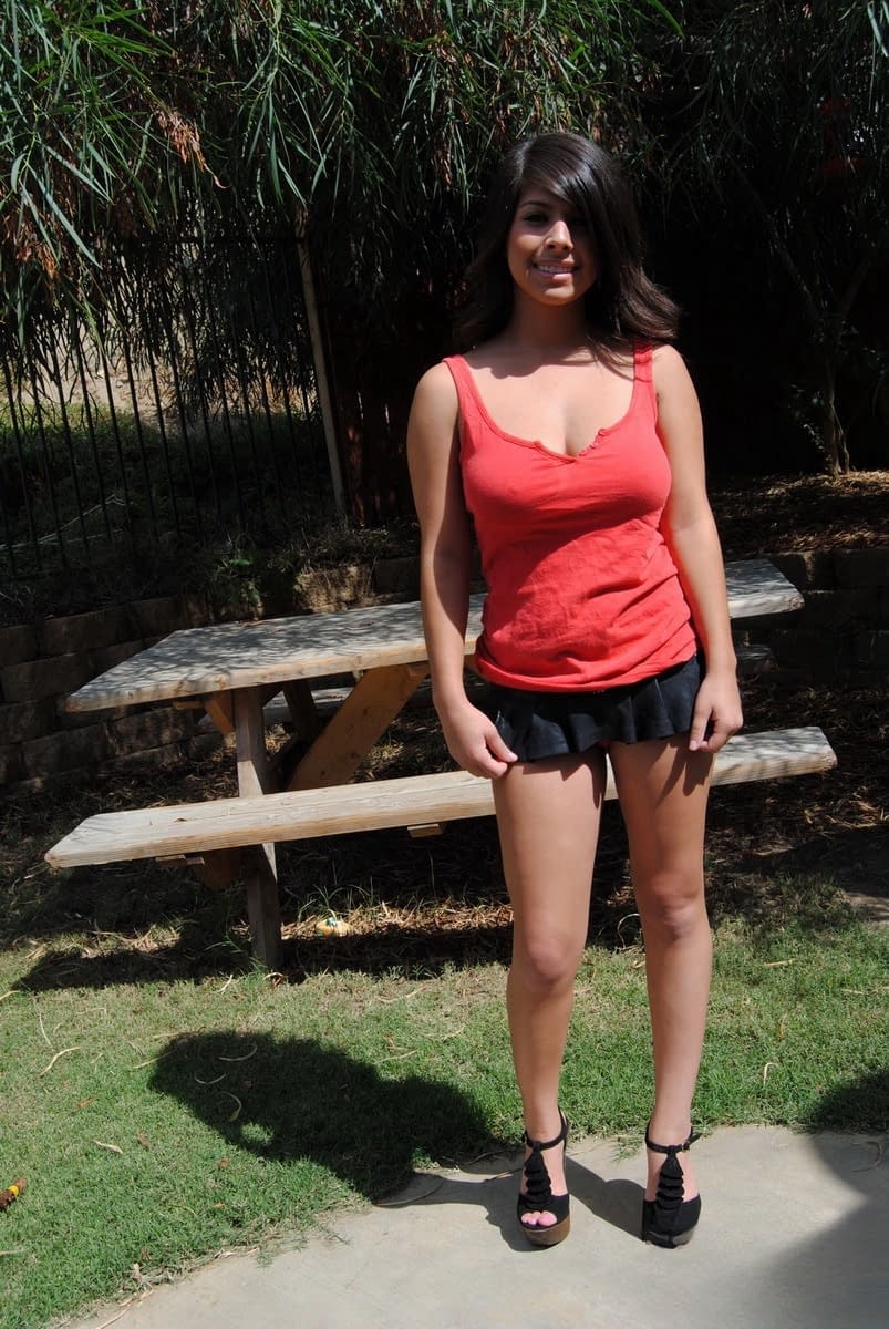 Latina with perfect natural tits Layla Rose getting dirty in public