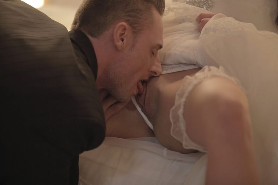 Hot young bride suck her new husbands cock and rides cowgirl on wedding night