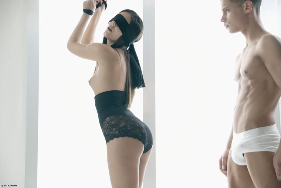 Sexy teen girl is made love to while blindfolded and restrained