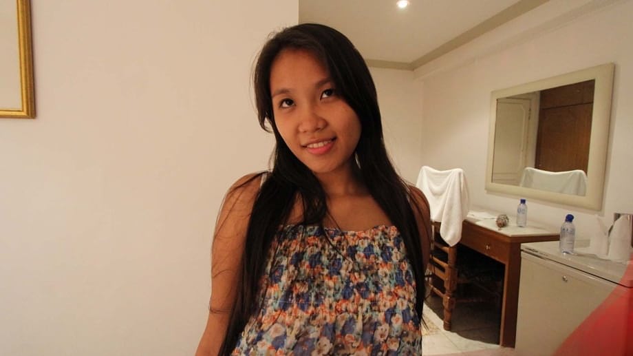 Pinay chick Corazon cups her great tits while having sex with a foreigner