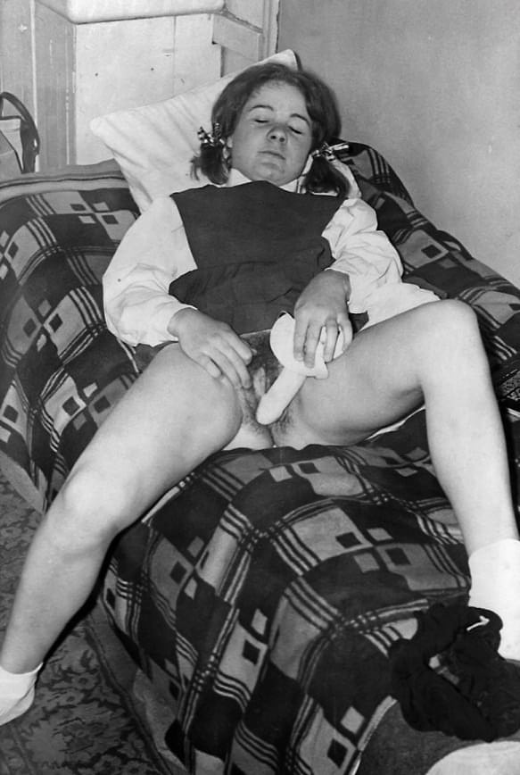 Schoolgirls from another era expose and even toy their natural pussies