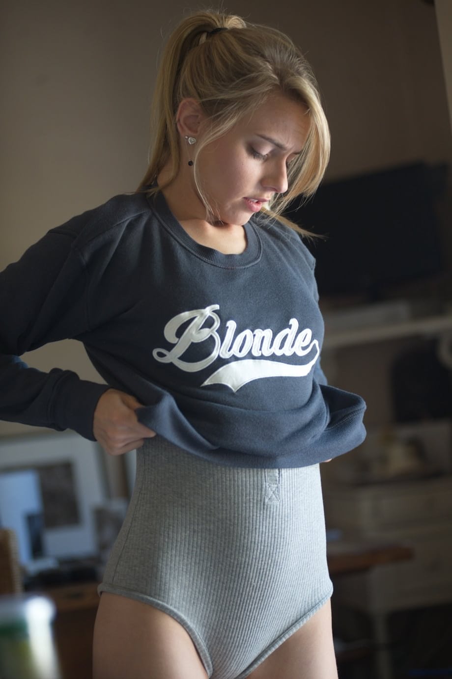 Blonde chick Chloe Toy gets naked indoors after going for a stroll