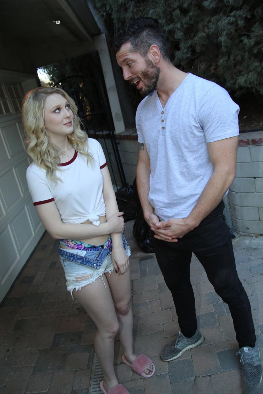 Wonderful college blonde gets gangbanged in front of her kinky boyfriend