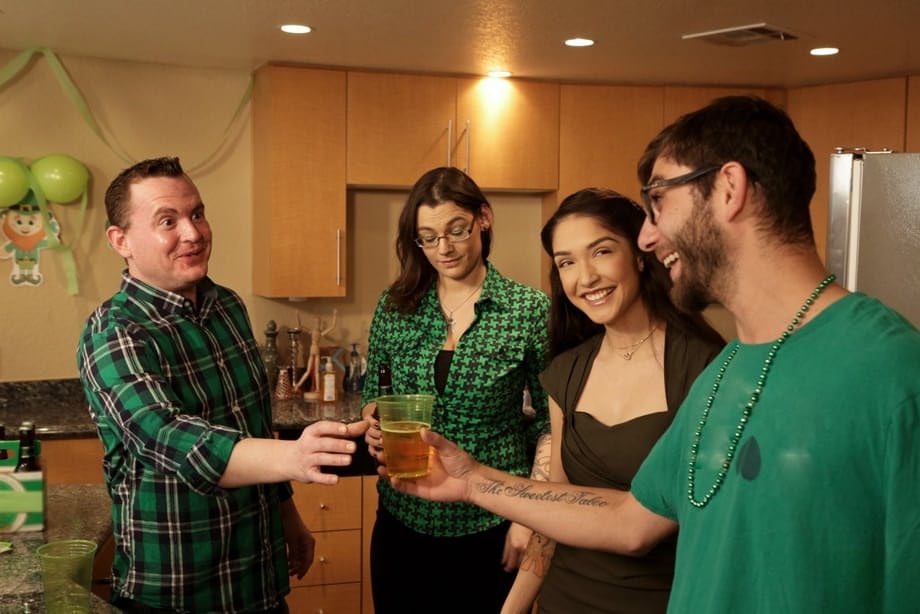 Jericha Jem and Piper Perri bang the latter's stepbrother on St Patrick's day