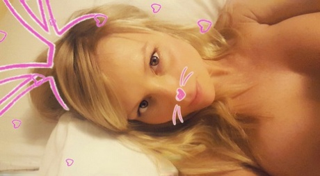 Adorable hot blonde Madden playing with her naked hard nipples and teasing