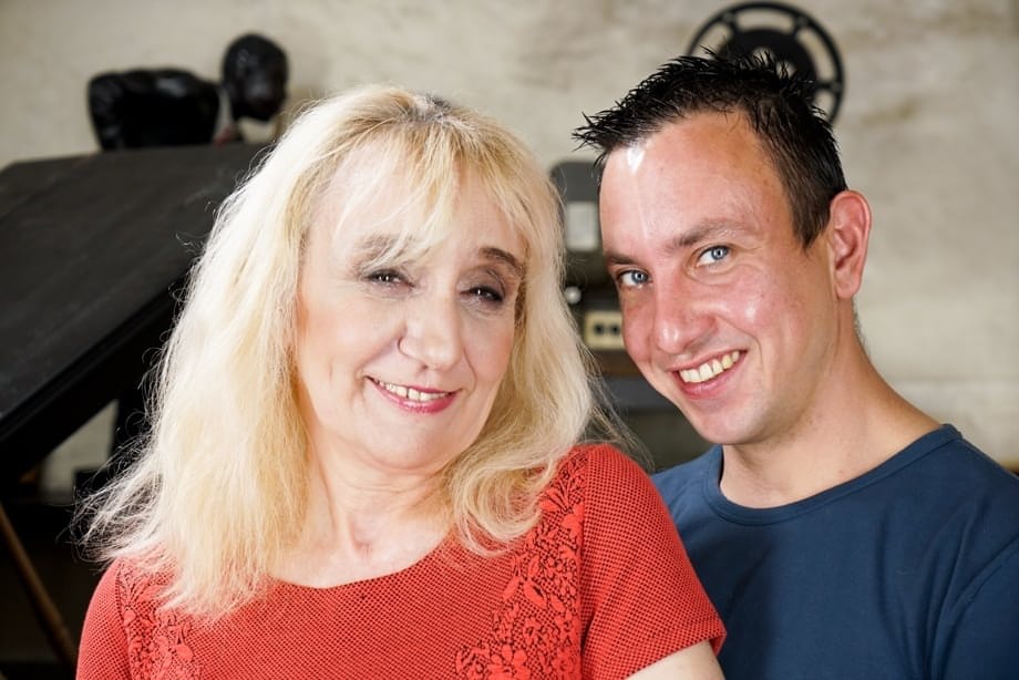 Horny blonde granny piano teacher gets her tight old ass fucked by student