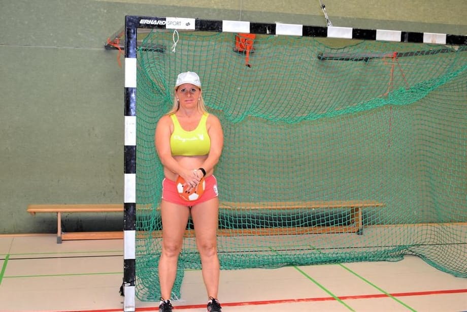 Busty mature fatty gets fitness coaching while stark naked in the school gym