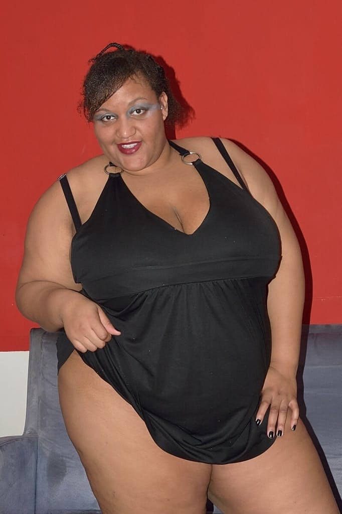 Ebony SSBBW CurvyBunnyB sets loose mega big tits and reveals her massive ass
