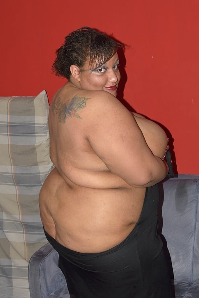 Ebony SSBBW CurvyBunnyB sets loose mega big tits and reveals her massive ass