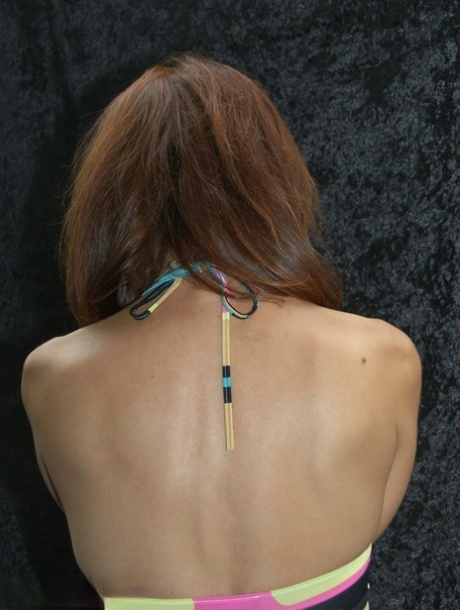 Middle-aged lady Jolanda slips of her dress before parting labia lips