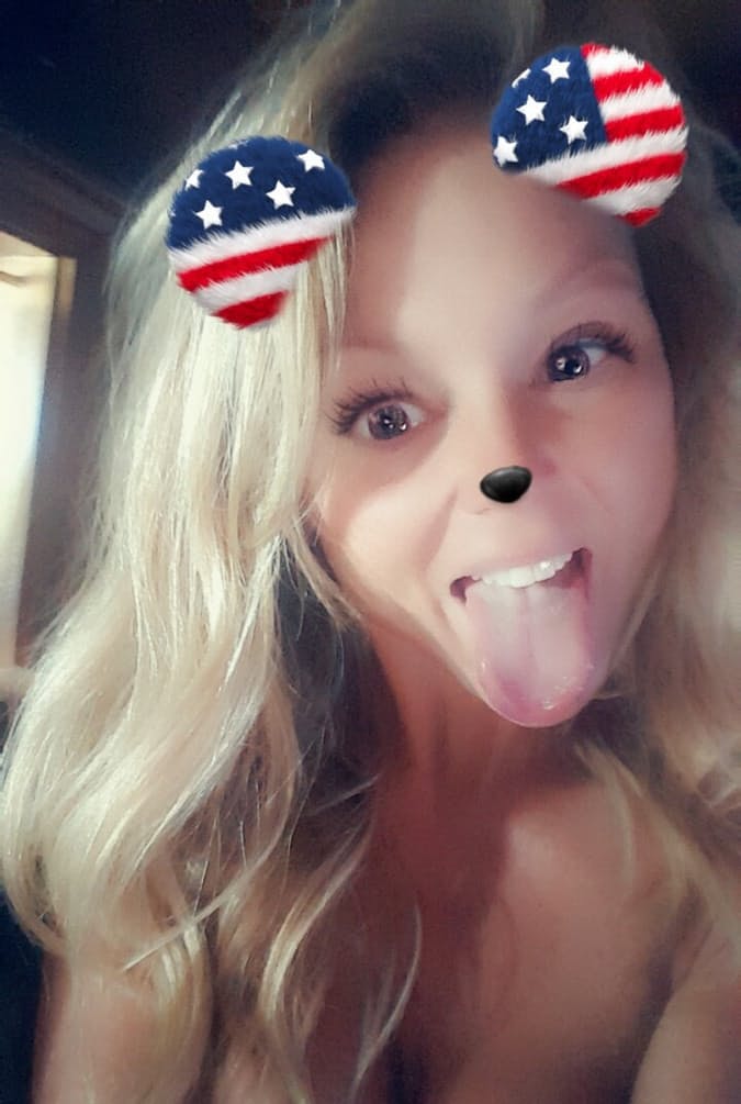 Blonde MILF Madden shops her topless selfie with silly ears and nose