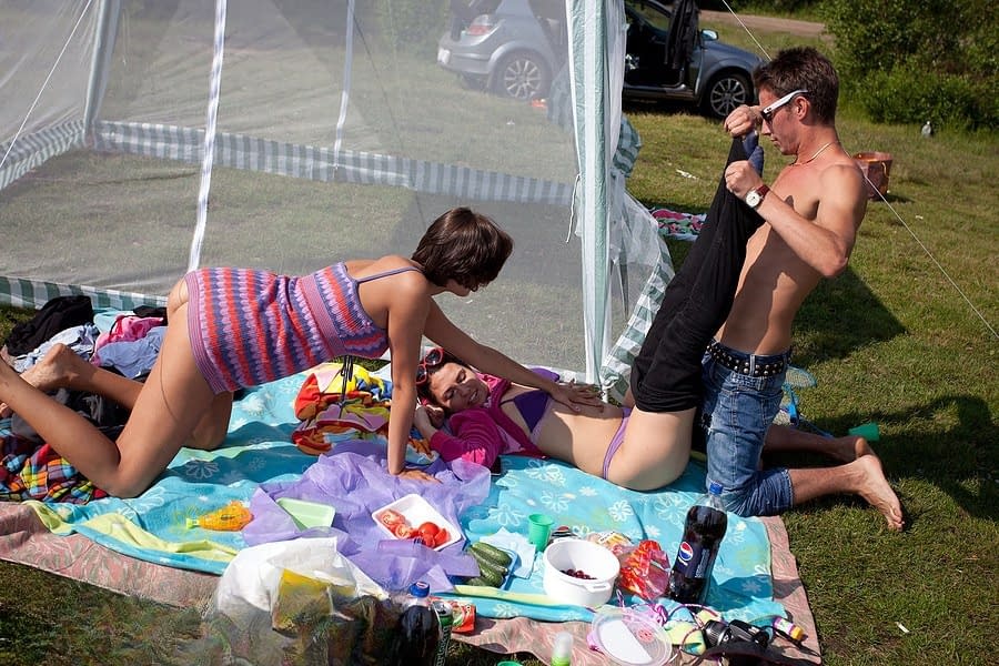 College students participate in group sex while on a camping trip