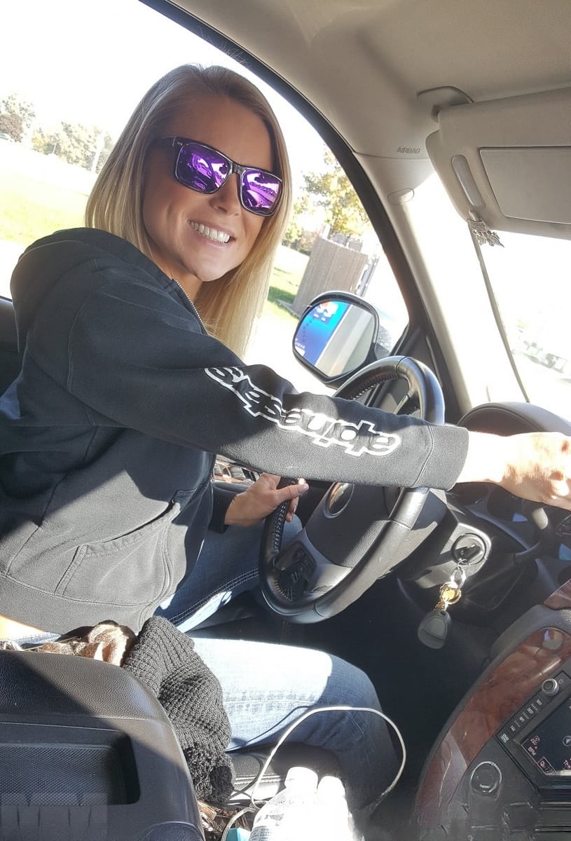 Amateur girl Meet Madden goes topless while driving in sunglasses