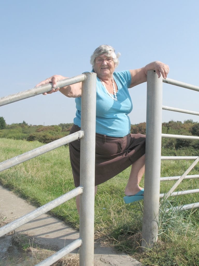 Fat old woman Grandma Libby exposes herself on a desolate bike path