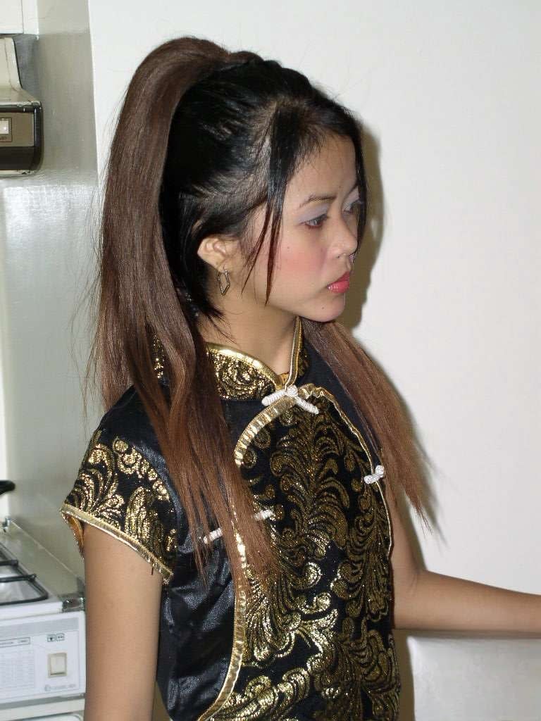 Petite Thai girl gets cum on pretty face after sex in the kitchen