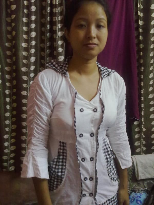 Nepalese girl uncovers natural tits as she disrobes to her panties