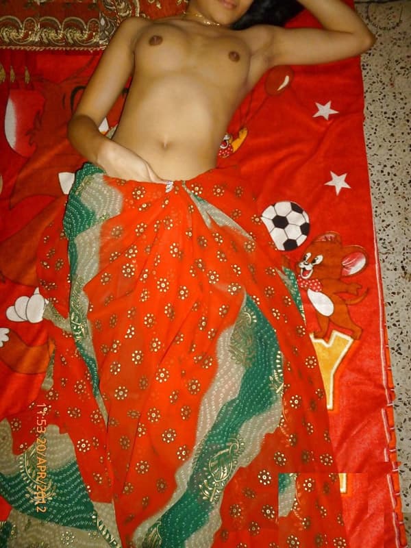 Indian solo girl slides upskirt panties aside before showing her bare breasts