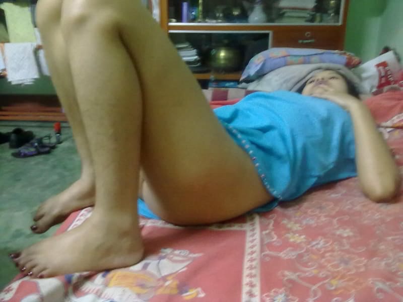 Indian wife changes attire while pleasuring her husband on bed POV style