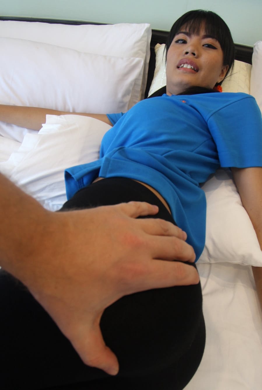 Asian first timer Nunxang bangs a sex tourist during bareback action on a bed