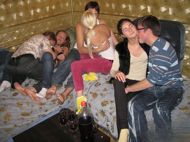 Young girls engage in group sex while attending a pizza party