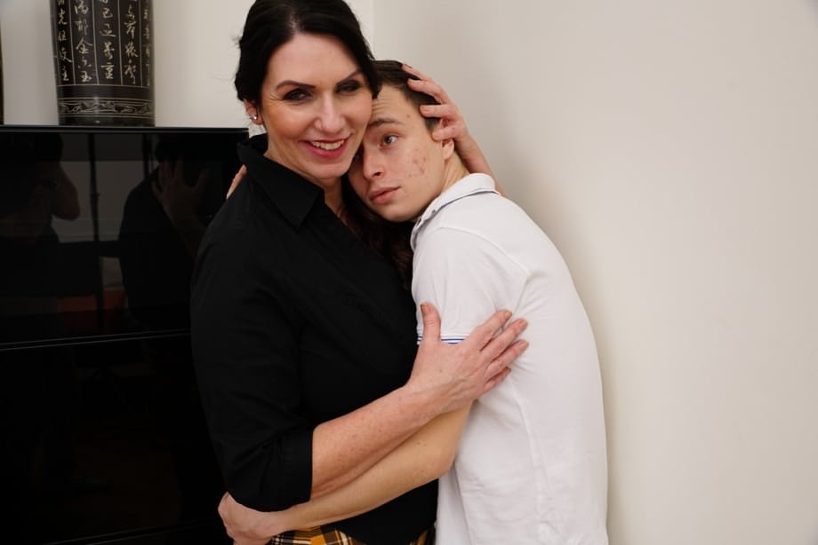Older lady with massive breasts seduces a young boy to be her play thing