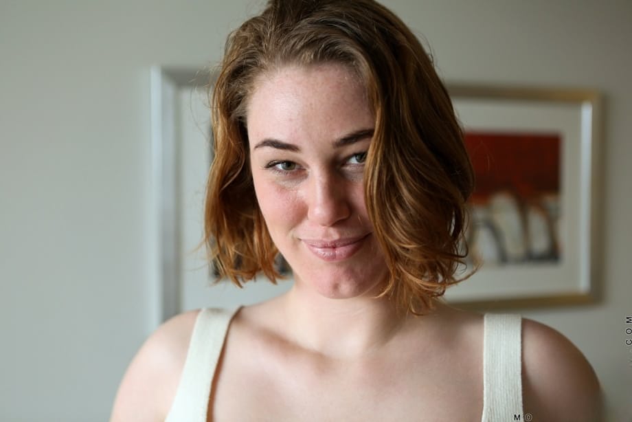Australian housewife Molly Broad pets her pussy during nude modeling premiere
