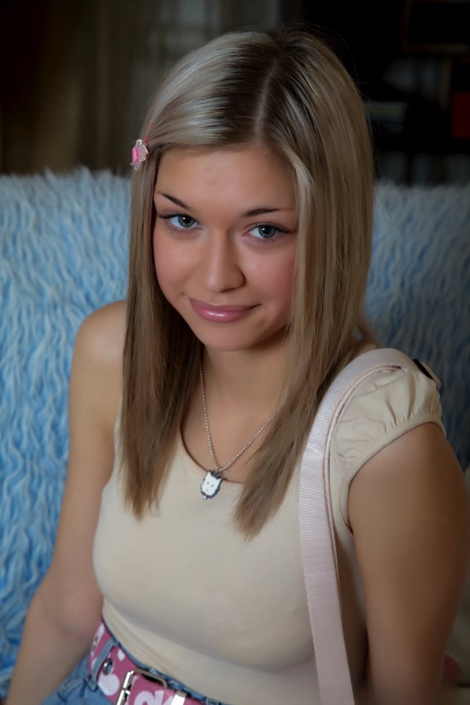 Cute blonde teen concludes a fuck session with jizz on her nice tits