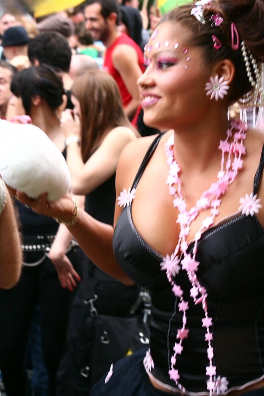 Teen girls at a street party are secretly recorded by a public voyeur
