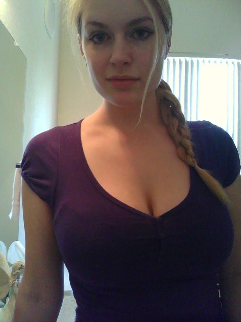 Blonde girl takes non nude selfies in various places around her house