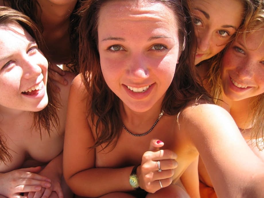 Amateur chicks take self shots of their naked bodies and while sucking cock