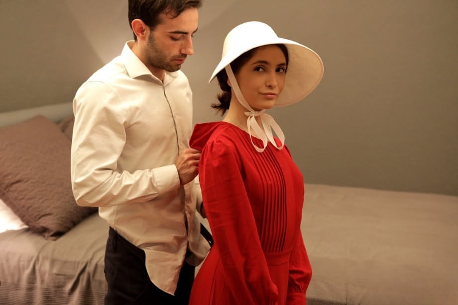 Young brunette Jane Wilde sports a creampie after applying for handmaid job