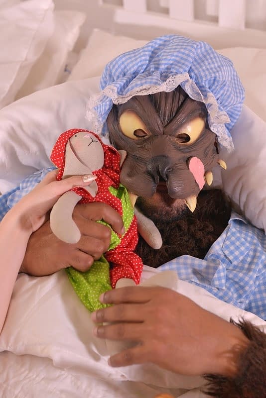 Blonde chick gets banged by the Big Bad Wolf in a Red Riding Hood outfit