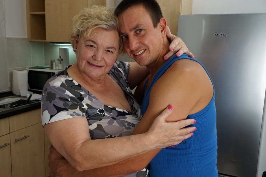 Fat oma has her boobs sucked on bu her toy boy before intercourse
