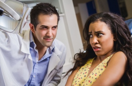 Hot black girl Demi Sutra and her dentist satisfy the need for a hard fuck
