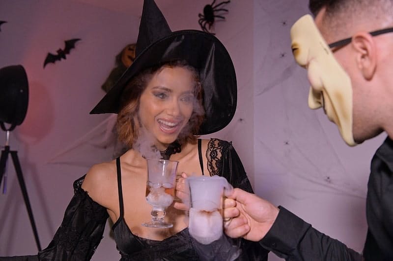 Horny chick Veronica Leal gets ass fucked after serving Witch's brew to a man
