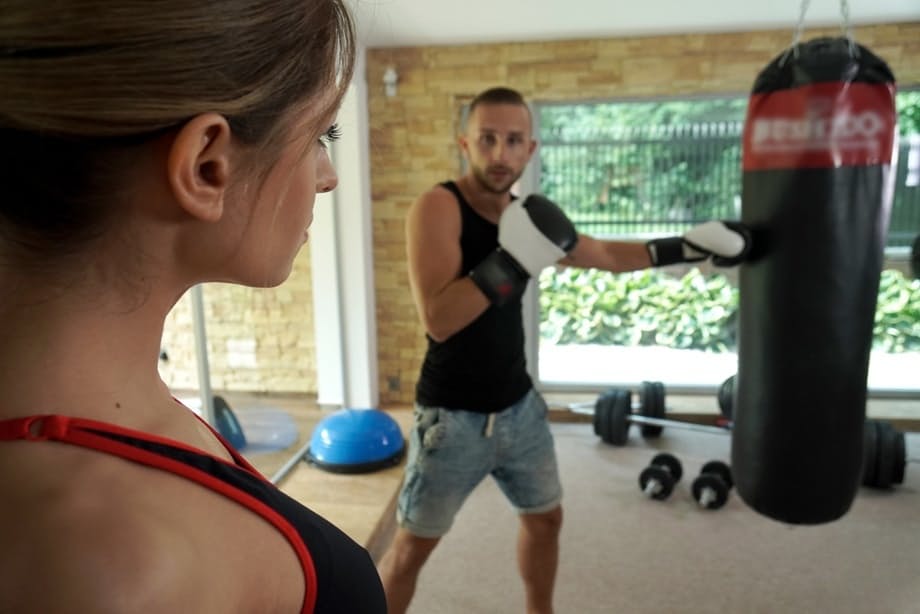 Athletic Rebecca Volpetti goes PTM with a man after a home workout