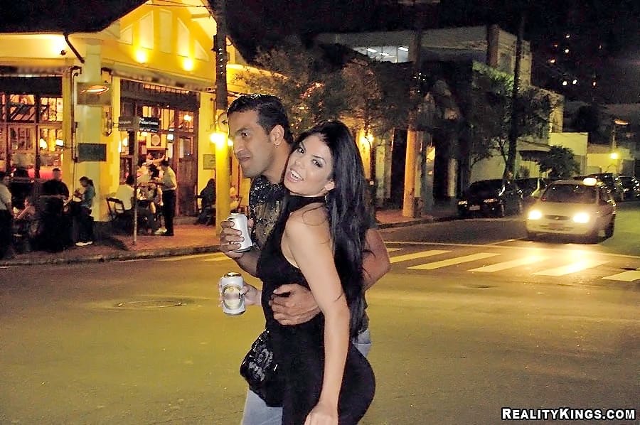 Hot Latina in a little black dress gets picked up for a one night stand