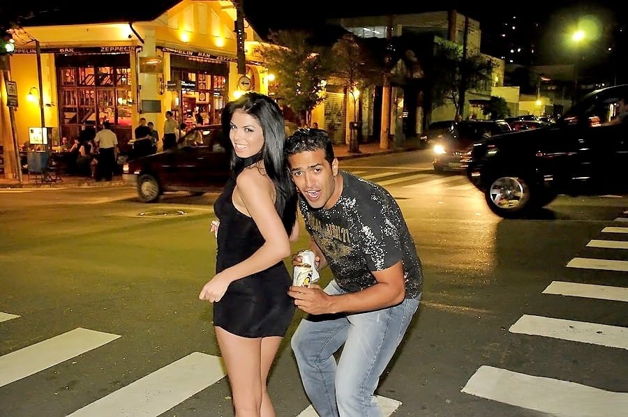 Hot Latina in a little black dress gets picked up for a one night stand