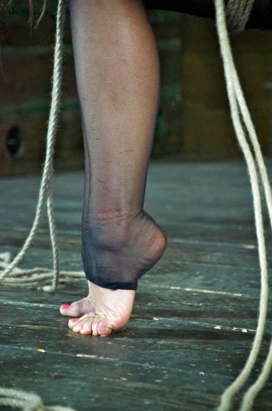 Busty slave hung on cross and tortured with tongue clip & other harsh devices